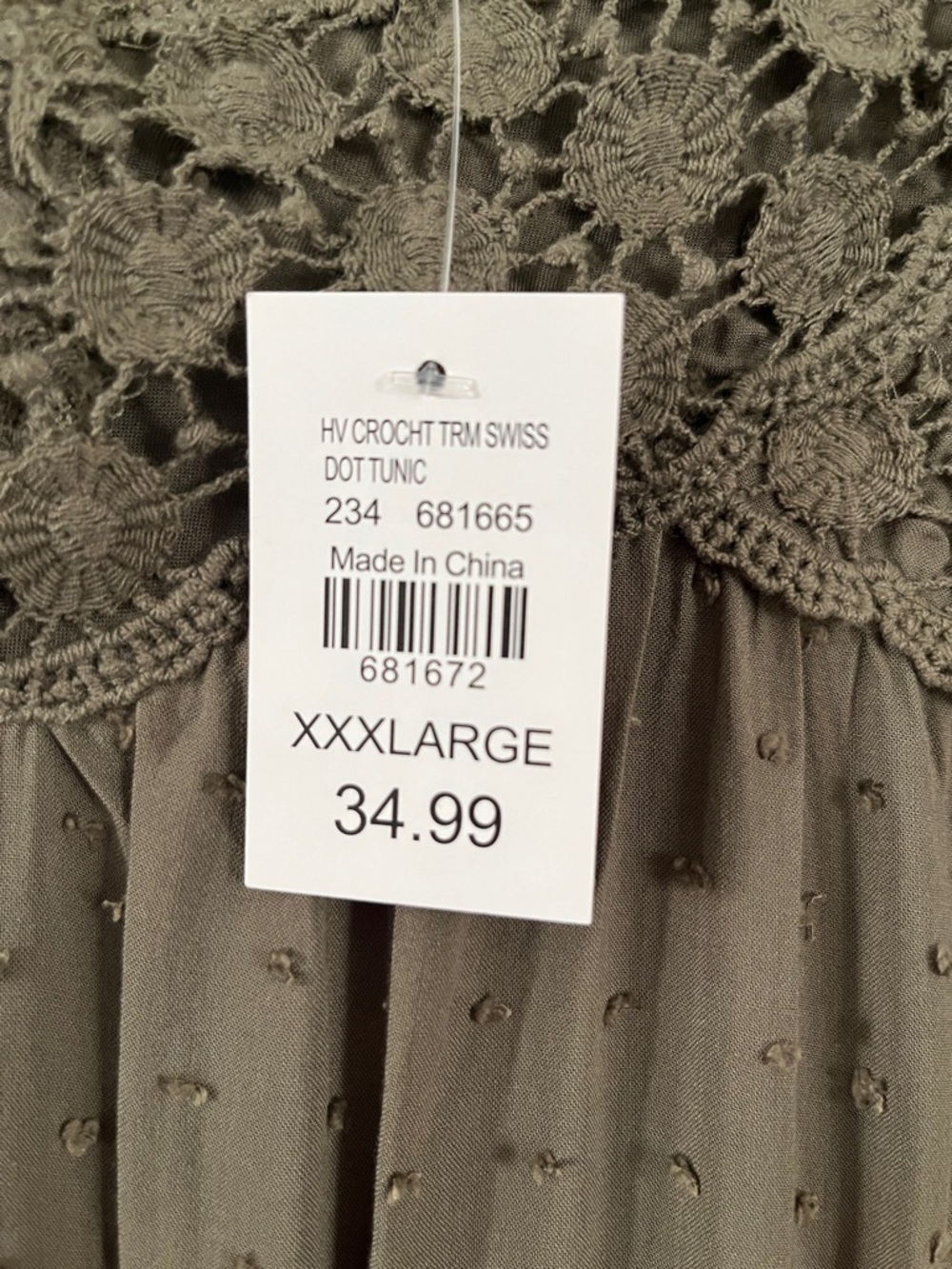 Tantrums Olive Green Crochet-Trim Three-quarter Sleeve Dress - Picture 6 of 6